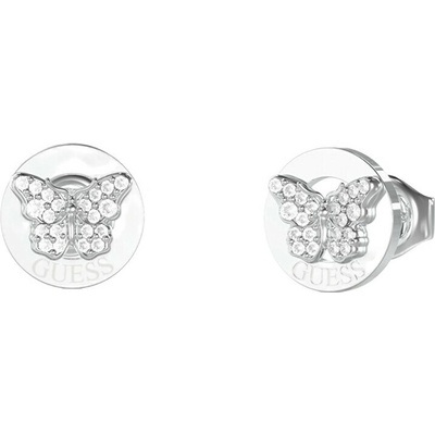 Guess Pôvabné oceľové náušnice Motýliky Chrysalis JUBE06136JWRHT/U číra, strieborná