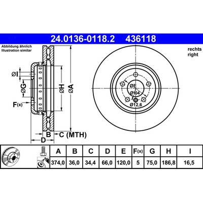 Brzdový kotúč ATE 24.0136-0118.2 (24013601182)