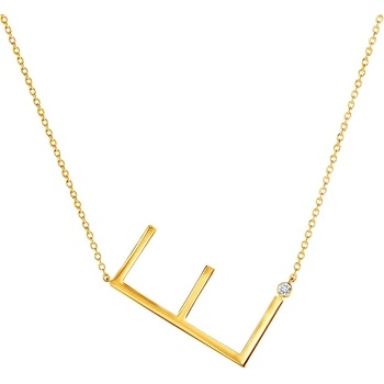 Image 1 of SAVICKI Колие с буква Е: позлатено сребро. бял сапфир