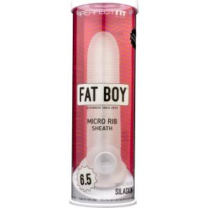 Perfect Fit Brand - Fat Boy Micro Ribbed - пенис удължител (17 см, бял)