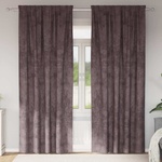 Pure Line Home Кадифени завеси в цвят тъмнокафяв с комбиниран перделък, 2 бр. , 140 x 225 см