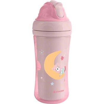 KikkaBoo Чаша със силиконовa сламка KikkaBoo - Moony me, Pink, 220 ml (31302030079)