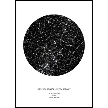 Hvězdná mapa vašeho životního okamžiku Rozměr plakátu: 50 x 70 cm, Barva pozadí: Bílá