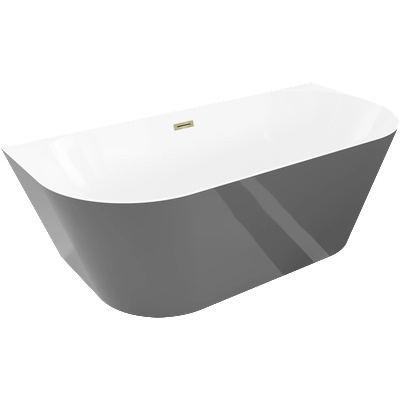 Mexen Oval Slim стенна свободно стояща вана 170 x 80 см, бяла/сива, златен (52661708062-50)