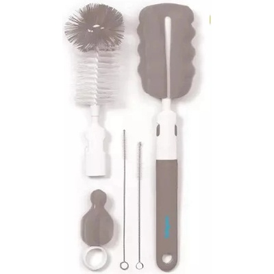 BabyOno sada kartáčů na láhve a savičky s vyměnitelnou rukojetí 735/03 Gray Black