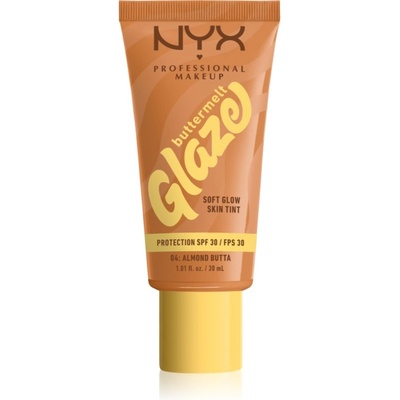 NYX Cosmetics Buttermelt Glaze озаряващ тониращ флуид SPF 30 цвят 04 Almond Butta 30ml