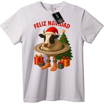 NOONEBRAND Тениска Весела Коледна Крава - 2XL, White