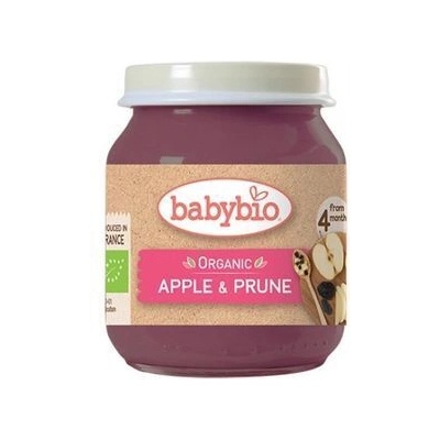 Bebybio Био Плодово пюре - Ябълка и Синя слива (4+ месеца) - 130г - Babybio