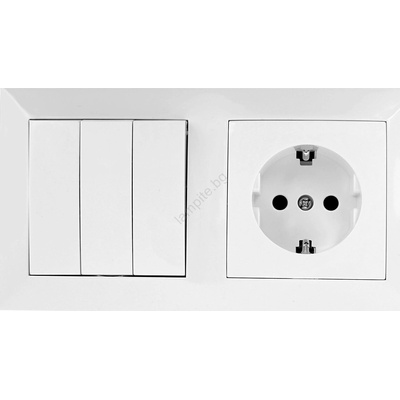 Aigostar - Троен ключ № 3 и SCHUKO 230V розетка с бяла рамка (AI2826)