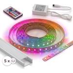 SmartLED КОМПЛЕКТ 1x LED RGBW лента DIGITAL LED/16, 5W/230V 5 m + 5x вграден профил 1 m + ДУ (SD0103D)