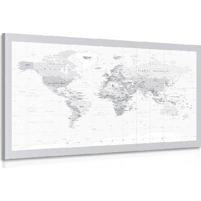 Obraz klasická černobílá mapa s šedým okrajem - 40x30