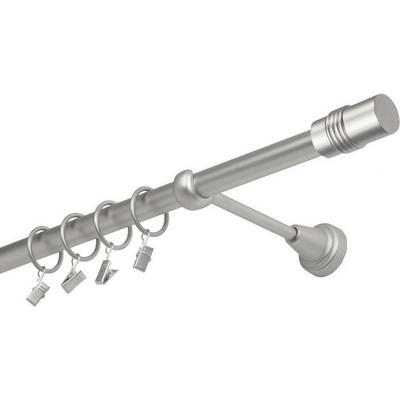 OK-GarnýžeCZ Garnýž kovová jednořadá 16mm Cylinder satina 310 cm do stěny / kroužky s žabkou