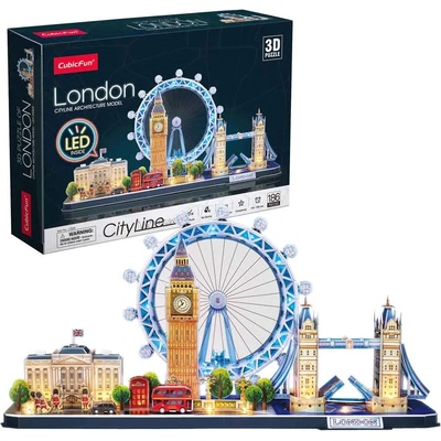 CubicFun 3D пъзел Cubic Fun от 186 части - Лондон, с LED светлини (L532h)