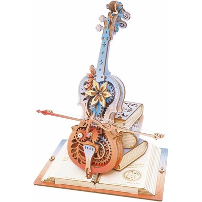 Robotime Rokr Drevené mechanické 3D puzzle Čarovné violončelo 199 ks – Zboží Mobilmania