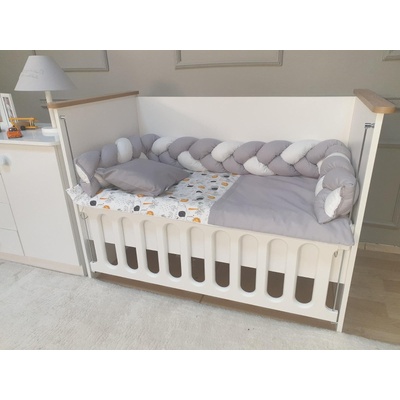 Babyhome Комплект за легло с обиколник тип плитка Цвят СИВ (yuar2)