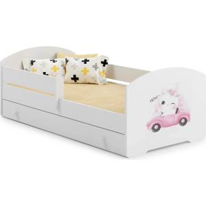 Kobi Детско легло Luk с парапет и чекмедже с различни мотиви (160 х 80 см, cat with car)