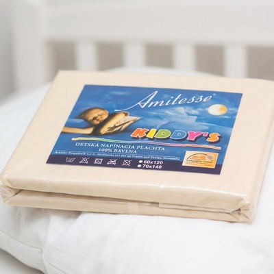 Amido Exquisit napínacia plachta zo 100 % bavlny jemný deluxe vanilková Jersey 70x160