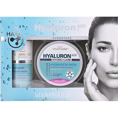 Vivapharm Hyaluron pleťová voda 200 ml + odličovací mléko 200 ml + pleťový krém 200 ml dárková sada