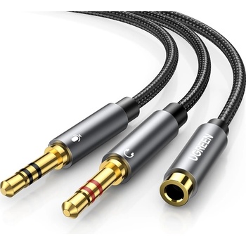 UGREEN Аудиокабел 3, 5 мм, 1x Jack - 2x Jack F/M/M, 0, 2 м, черен 20898 (20898)
