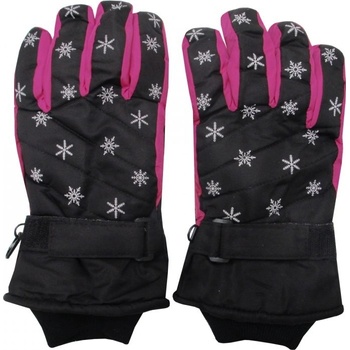 C04 Juniorské zimní lyžařské rukavice černá+růžová