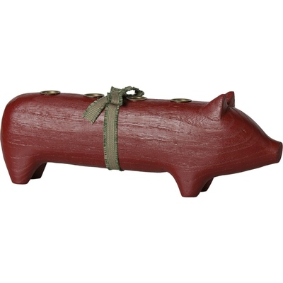 Maileg Dřevěný svícen Wooden Pig Advent Large Red