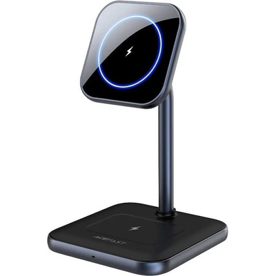 ACEFAST E1 2-in1 Magnetic Desktop Wireless Charging Stand 15W - двойна поставка (пад) за безжично зареждане за iPhone с Magsafe и други устройства с Qi безжично зареждане (черен