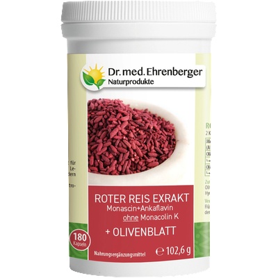 Dr. Ehrenberger Naturprodukte Червен ориз + маслинови листа - 180 капсули