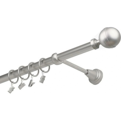 OK-GarnýžeCZ Garnýž kovová jednořadá 19mm Kalisto satina 260 cm do stěny / kroužky s žabkou