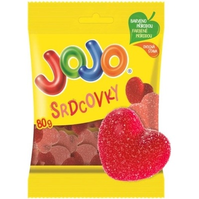 JOJO Srdcovky želé bonbóny s příchutí višně a jahody 80 g