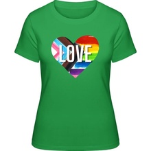 Premium Tričko Dúhové srdce Love Čistá zelená