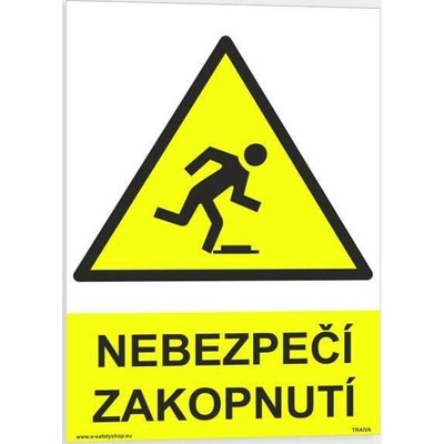 Traiva s.r.o Nebezpečí zakopnutí Verze: Samolepka 210 x 297 mm (A4) tl. 0.1 mm - Kód: 03610