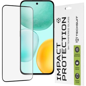 Techsuit Протектор за Honor X6c - Techsuit - 111D Пълно покритие / Пълно лепило от стъкло - Черен