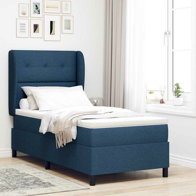 vidaXL s boxspringem s matrací s čelo Modrá textil