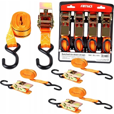 AMiO Upínacie pásy s račňou 700kg 25mm 4,5m 4ks BELT-03