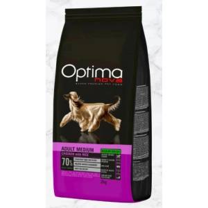 VISAN Optima nova adult medium chicken & rice (пиле и ориз) 65% месо grain free, Хипоалергична, Суперпремуим храна за кучета над 12 месеца 2 кг