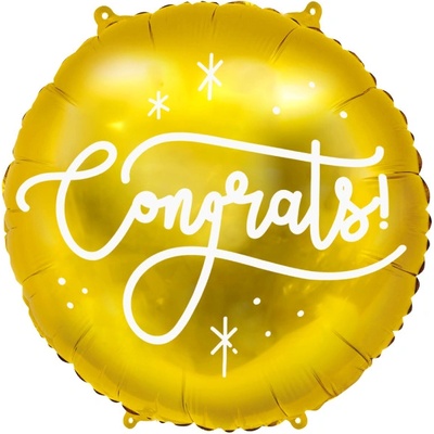 PartyDeco Balonek fóliový Congrats! zlatý 35 cm