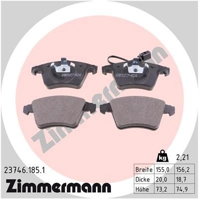 Sada brzdových destiček, kotoučová brzda ZIMMERMANN 23746.185.1