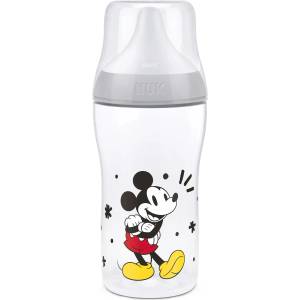 Nuk Бебешко шише Nuk Perfect Match - Temperature Control, 260 ml, PP, 3+м, Мики, сиво (10216335) - ozone