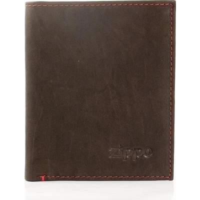 Zippo Herren-Geldbeutel Leder hoch Mocca rote Steppnaht