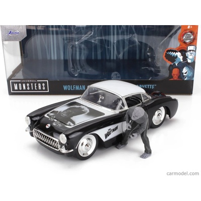Jada Chevrolet Corvette With Wolfman Figure 1957 Černá Bílá 1:24