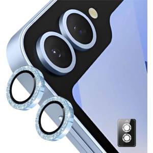 GKK Протектор за Камерата на Samsung Z Flip 7, Cam Lens Glitter Glass, Син (5966040240134)