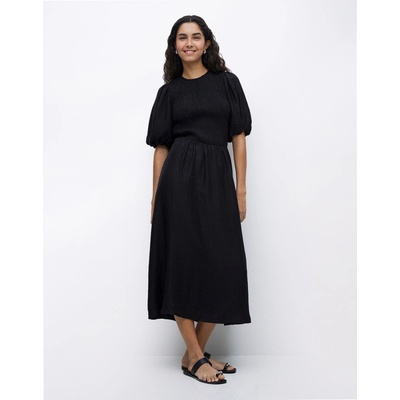 Yerse Long Puffed-Sleeve Dress 037 black