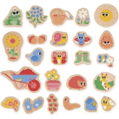 Janod Дървени магнити за деца Градина 24 бр
