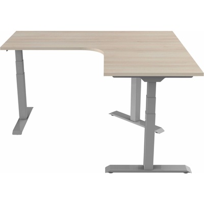 Delso Rohový výškovo nastaviteľný stôl Shaper 130 x 180 cm ľavý, agát / sivá