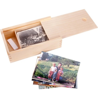 ČistéDřevo Dřevěná krabička na fotografie ve formátu 9 x 13 cm