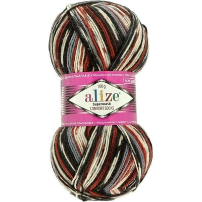 Alize Superwash Comfort Sock 100 hnědé a černé 7840