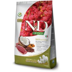Farmina N&d dog grain free quinoa skin & coat duck, coconut medium & maxi - за чувствителен стомах, лъскав косъм и здрава козина, за кучета над 1 година, с патешко месо, киноа, кокос и куркума - 7 кг pnd07000