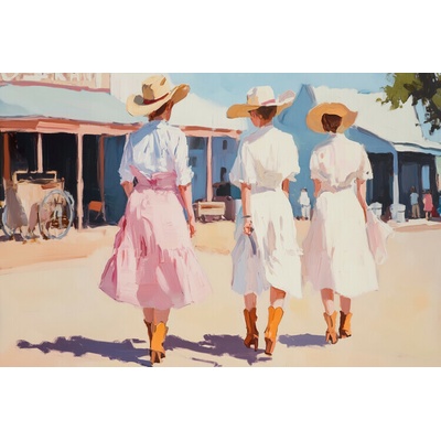 Plakát, Obraz - Retro Western Ladies, Melloi Art Prints, 40 × 26.7 cm