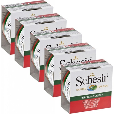Schesir dog kura a hovädzie v želé 5 x 150 g