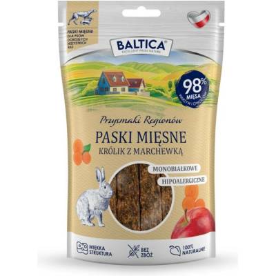 BALTICA Przysmaki Regionów Mono Masové pásky Králík s mrkví 90 g